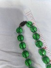 Antique Art Deco 1930s Green Czech Glass Beads Beaded 20    Necklace