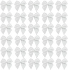 50pcs Boutique Mini White Satin Ribbon Bows Flowers Appliques Diy Craft For S   