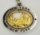 Vintage New York New York Souvenir Metal Spinner Two Sided Oval Keychain Keyring