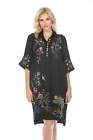 Johnny Was Workshop Black Indalo Henley Kimono Sleeve Dress W33024