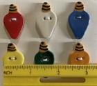 Vtg 6 Christmas Light Bulb Buttons Hand-painted Porcelain-ceramic Albe Creations