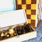 Vintage German Wooden Chess Set With Foldable Board- 3 5 8  King B9
