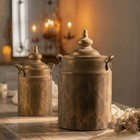 Flower Vase With Lid Textured Metal Urn Vase Ornamental For Mantel  Entryway