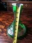 Vintage Green Etched Glass Decanter 9in Barware Bottle Retro Decorative Vase