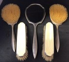 Beautiful Vintage Sterling Silver - Enamel 5 Piece Vanity Set