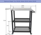 Three-shelf Rolling Outdoor Dining Cart Table  16  X 24  Stainless Steel