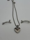 Clear Rhinestone Bridal Heart Necklace Earrings Bracelet 2 Set Bundle