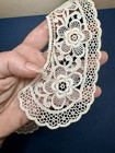 Antique Lace Collar Handmade Embroidered Vintage Flowers 1930s-1950s Ivory