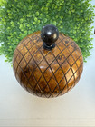Vintage Signed Rare Faux Burl Wood Acorn Tea Caddy Hinged 7 5  Brown