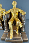 Pair Of Jennings Brothers Bronze Type Abraham Lincoln Gold Gilt Bookends Pair