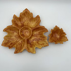 Vintage 1970 s Mid Century Modern Holland Mold Ceramic Maple Leaf Chip dip Bowls