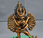 Tibet Bronze Silver Buddhism Yama Dharmaraja Yamantaka Buddha Cattle Head Statue