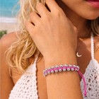 Bali Silver Beaded Wrap Bracelet Pink Cord Boho Adjustable Handmade