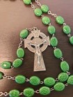 Rosary Irish Green  Shamrock Glass Beads Catholic 23  Regina Decor Carmeli