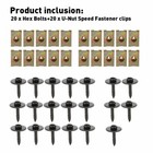 40x Metal Car Screw U Nut Clips Gasket Fastener Body Fender Bumper Retainer Kit