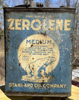 Vintage Rare Metal Zerolene Square  Motor Oil Can W  Bear Graphic Gas Sign 1 Gal