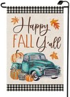 Happy Fall Y all Truck With Pumpkins Garden Flags 12 X 18 Double Sided Blue