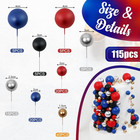 115 Pcs Ball Cake Toppers - Mini Balloon Cake Decorations Foam Ball Cupcake Pick