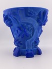 Hoffman Schlevogt Lapis Blue Glass Vase Rose Blossom