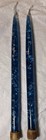 Lucite Candles 12    Blue Silver Flakes Taper Pair Set Of 2 Mcm Midcentury Decor