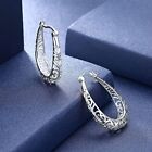 925 Sterling Silver 30mm Oval Vintage Filigree Hoop Earrings For Women - Italy