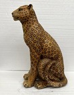 Vintage 1970 s Large Marwal Leopard Cheetah Chalkware Jungle Sculpture Statue