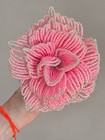 Vintage French Beaded Flower Pink Rose Silver Edging Handmade