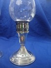 Vtg Towle Sterling Silver Hurricane Candle Holders Pair  Etched Glass Sticker