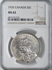 1935  1 Canada Silver Dollar Mint State  Ngc Ms62   6877127-013 Freshly Graded 