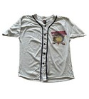 Vintage 90s Taz Devil Treasure Hunters Baseball Jersey Shirt Size Large Gray
