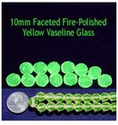 Free Shipping   - 300 Pcs 10mm Fire-polished Yellow Vaseline uranium Glass Beads
