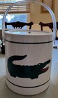 Vintage 80s Cera Ice Bucket W lid Wine Chiller Alligator Gators Barware Htf