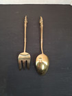 Set Of Two Vintage Thailand Brass Serving Utensils  With Dragon Handles 
