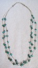 Navajo Indian Sterling Silver    Turquoise Stone Nugget Beads 3 Strand Necklace
