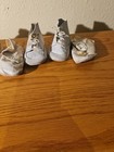 Vintage White Painted Laced Baby Shoes Leather Lot Of 11  