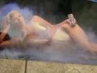 Coors Extra Gold Stealth Jet Bomber Sexy 1989 Beer Swimsuit Pinup Poster Vintage