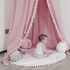 Bed Canopy With Pom Pom For Kids Crib Baby Girl Netting Cover Pink Pompom