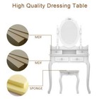 Dressing Vanity Table And Stool Set Wood Makeup Desk With 4 Drawers   Mirror