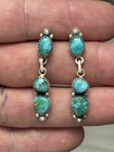 Sterling Silver Sierra Bella Turquoise 3 Stone Drop Dangle Concho Dot Earrings