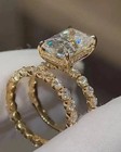 3 40ct Radiant Cut White Moissanite Women s Wedding Ring 14k Yellow Gold Plated
