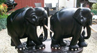 Large 11 3kg   Pair Of  Ceylon Ebony Hand Carved Wooden Elephants