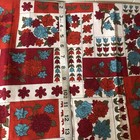 Vintage 38 X 39 Cotton Red blue Floral Fabric Remnant   read  