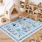 Farmhouse Animal Print 8x10 Area Rug Washable Non Slip Living Bedroom Kids Room