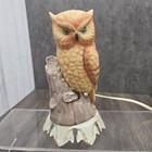 Vintage Ceramic Owl Lamp Nightlight Glowing Perched Woodland Decor Cottagecore