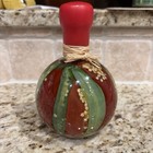 Vtg Oil vinegar Infused Bulb Bottle Red   Green Chili Peppers Wax Sealed Decor