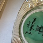 Vintage Hotel Tropicana Las Vegas Nevada Glass Ashtray Teal Gold Fountain Logo