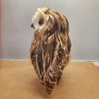 Vintage Realistic Feathers Owl Figurine Rustic Woodland Decor Natural Fibers