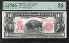 1901  10 Legal Tender Bison Note Pmg 25 Fr 122 Large Size Note 72124