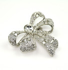 Silver Color Bow Brooch Crystal Pin Elegant Rhinestone Brooches Woman Gift