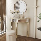Gorgeous Demilune Mirrored Vanity Make-up Desk Silver Glass Console Table Modern